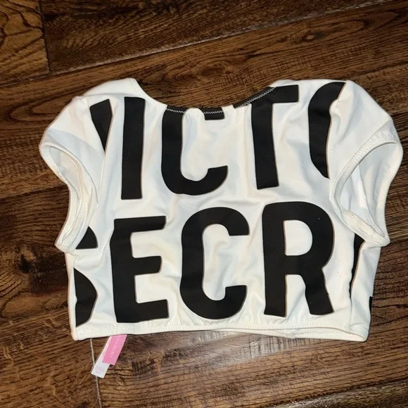 Victorias Secret Logo Short Sleeve Bikini Top - Picture 3 of 6